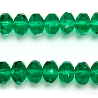 Czech Glass Fire Polished Bead - Rondelle Disc 8x6MM EMERALD