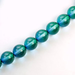Czech Pressed Glass Bead - Smooth 2-Tone Round 10MM COATED BLUE-GREEN 69004