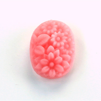 Plastic Flat Back Stone - Flower Oval 25x18MM MATTE TRANSPARENT PINK