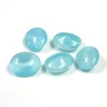 Glass Point Back Buff Top Stone Opaque Doublet - Oval 10x8MM AQUA MOONSTONE