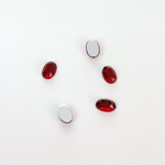 Plastic Flat Back Foiled Rose Cut Rhinestone - Oval 06x4MM RUBY