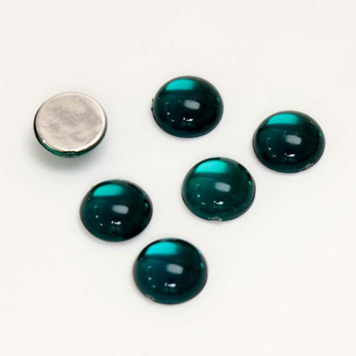 Plastic Flat Back Foiled Cabochon - Round 09MM EMERALD