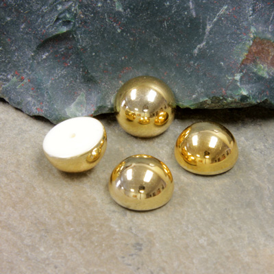 German Plastic Cabochon Vacuum Coated - Round 11MM GOLD