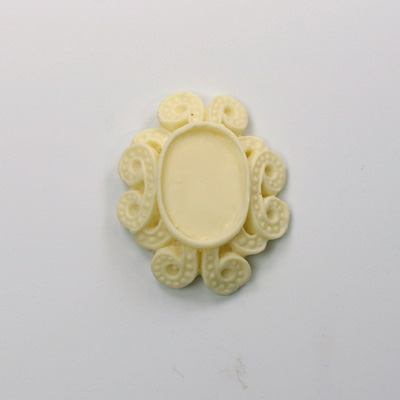 Plastic Engraved Setting - Oval 18x13MM MATTE IVORY