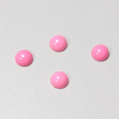 Plastic Flat Back Opaque Cabochon - Round 07MM BRIGHT PINK