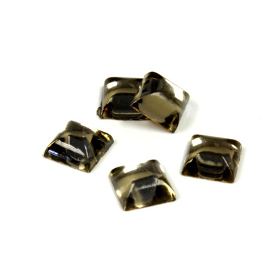 Glass High Dome Foiled Cabochon - Square 06x6MM BLACK DIAMOND