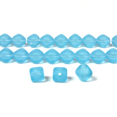 Czech Pressed Glass Bead - Smooth Bicone 06MM MATTE AQUA