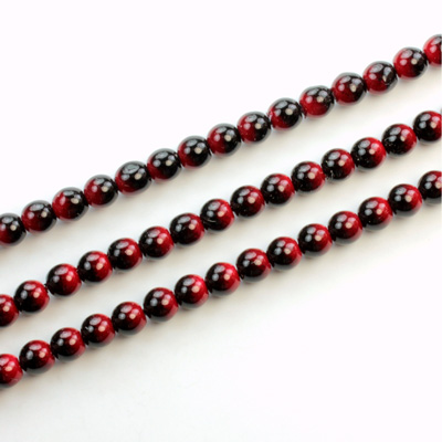 Czech Pressed Glass Bead - Smooth 2-Color Round 04MM COATED BLACK-RED