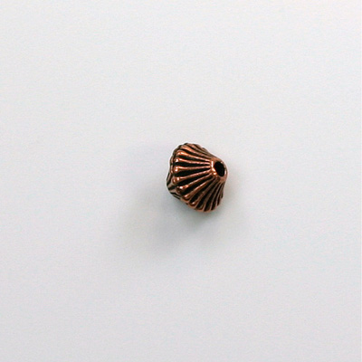 Metalized Plastic Bead - Ribbed Bicone 07x6MM ANT COPPER