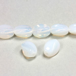 Czech Pressed Glass Bead - Smooth Twisted Oval 11x9MM WHITE OPAL