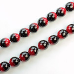 Czech Pressed Glass Bead - Smooth 2-Color Round 08MM COATED BLACK-RED