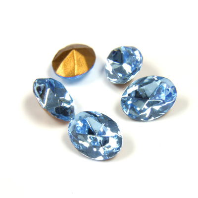 Swarovski Crystal Foiled Point Back Tin Table Cut (TTC) Fancy Stone - Oval 08x6MM AQUAMARINE