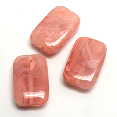 Plastic  Bead - Mixed Color Smooth Flat Rectangle 22x14MM PEACH QUARTZ