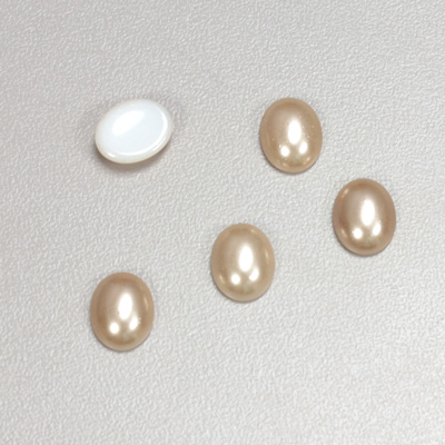 Glass Medium Dome Cabochon Pearl Spray Finish - Oval 10x8MM DARK ROSE