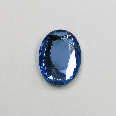 Glass Flat Back Rose Cut Faceted Foiled Stone - Oval 18x13MM LT SAPPHIRE