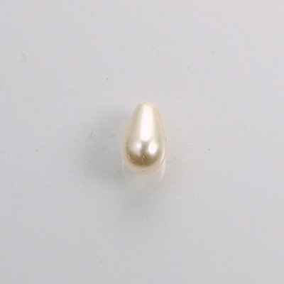 Czech Glass Pearl 1-Hole - Pear Shape 10x6MM WHITE 70401