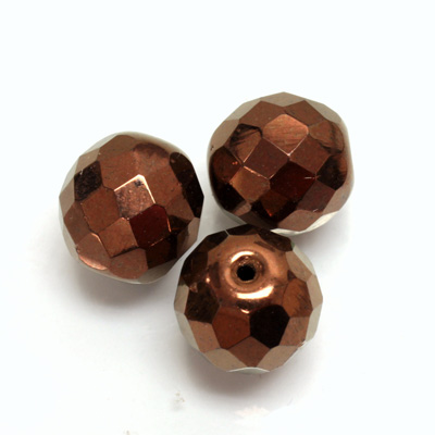 Czech Glass Fire Polish 1-Hole Ball - 14MM BRONZE