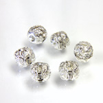 Filigree Rhinestone Ball with Center Line Crystals - 06MM CRYSTAL-SILVER