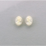 Plastic Cameo - Woman with Ponytail Oval 08x6MM IVORY ON MATTE Crystal
