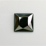 Czech Glass Flat Back Rose Cut Stone - Square 15x15MM HEMATITE Metallic Coated