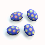 Pressed Glass Peacock Bead - Oval 14x10MM MATTE BLUE