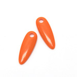 Plastic Pendant - Opaque Color Smooth Pear 30x10MM BRIGHT TANGERINE