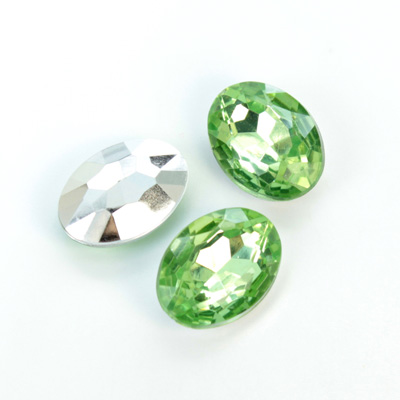 Plastic Point Back Foiled Stone - Oval 18x13MM PERIDOT