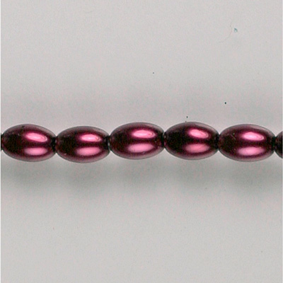 Czech Glass Pearl Bead - Oval 06x4MM PLUM 70099