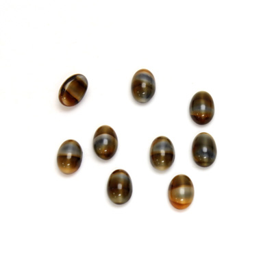 Glass Medium Dome Cabochon - Oval 06x4MM TIGEREYE