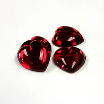 Plastic Flat Back Foiled Cabochon - Heart 15.5MM RUBY