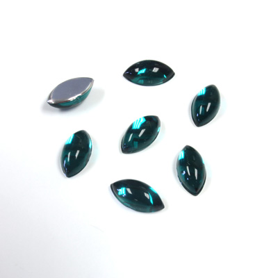 Plastic Flat Back Foiled Cabochon - Navette 10x5MM EMERALD