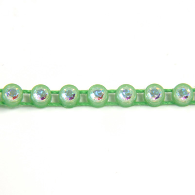 Plastic Rhinestone Banding 1 Row PP17 (SS8) CRYSTAL AB-GREEN