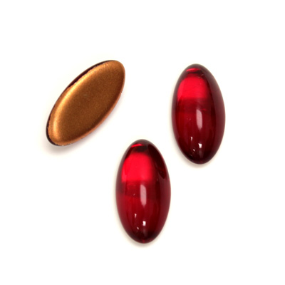 Glass Medium Dome Foiled Cabochon - Oval 18x9MM RUBY