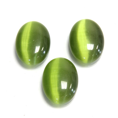 Fiber-Optic Flat Back Cabochon - Oval 18x13MM CAT'S EYE OLIVE