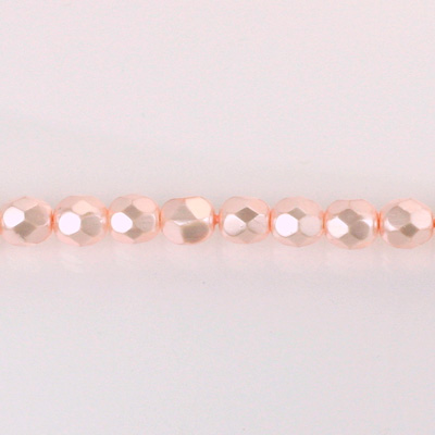 Czech Glass Pearl Faceted Fire Polish Bead - Round 04MM LT ROSE 70424