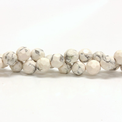 Gemstone Bead - Faceted Round 08MM WHITE HOWLITE