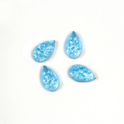 Glass Medium Dome Lampwork Cabochon - Pear 10x6MM AQUA OPAL (05143)