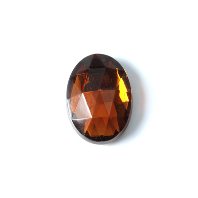 Glass Flat Back Foiled Rauten Rose - Oval 18x13MM SMOKE TOPAZ