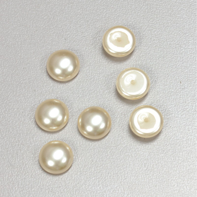 Glass Medium Dome Pearl Dipped Cabochon - Round 09MM CREME