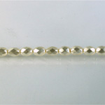 Czech Glass Pearl Faceted Fire Polish Bead - Oval 06x4MM CREME 70414