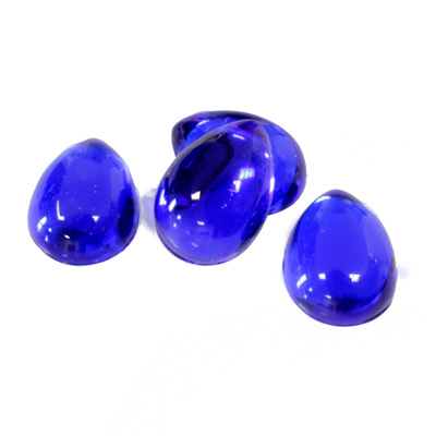 Plastic Flat Back Foiled Cabochon - Pear 15x11MM SAPPHIRE