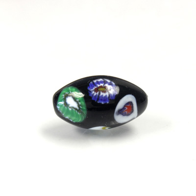 Glass Lampwork Bead - Oval Smooth 20x12MM VENETIAN BLACK