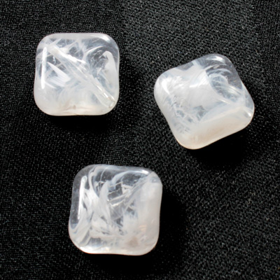 Plastic Bead - Smooth Flat Square 18x6MM CRYSTAL QUARTZ