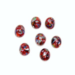Glass Medium Dome Lampwork Cabochon - Oval 08x6MM MOSAIC RED (04612)