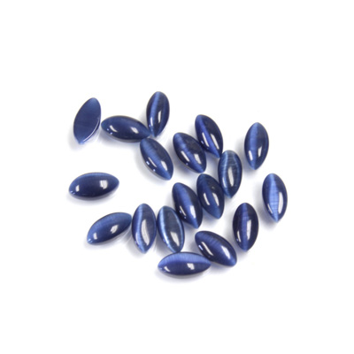 Fiber-Optic Cabochon - Navette 05x2.5MM CAT'S EYE NAVY BLUE