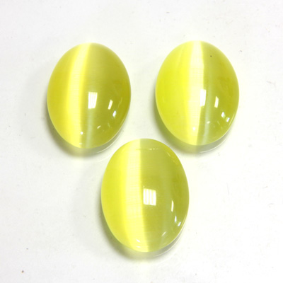 Fiber-Optic Flat Back Cabochon - Oval 18x13MM CAT'S EYE YELLOW