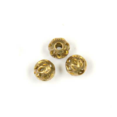 Brass Machine Made Bead - Diamond Cage Round 05MM RAW BRASS