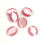 Fiber-Optic Flat Back Stone with Faceted Top and Table - Oval 10x8MM CAT'S EYE LT PINK