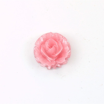 Plastic Carved No-Hole Flower - Round Rose 15MM PEARL PINK