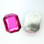 Plastic Flat Back Foiled Rose Cut Rhinestone - Cushion Octagon 25x18MM FUCHSIA